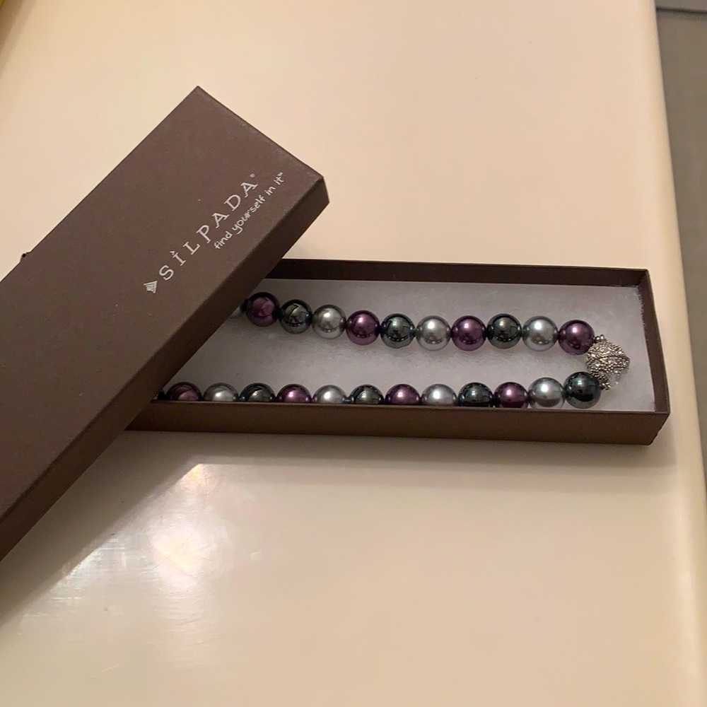 SILPADAm Purple Gray Metallic Pearl Necklace